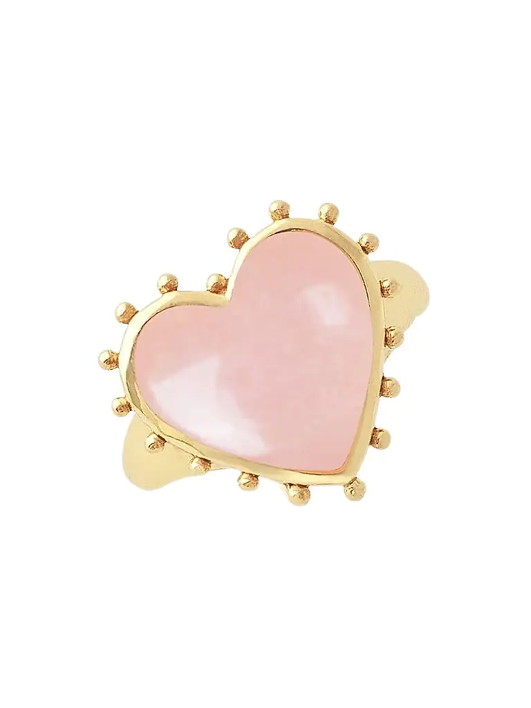 Anabel Aram Women's Heart 1K-Gold-Plated & Gemstone Ring - Rose Quartz
