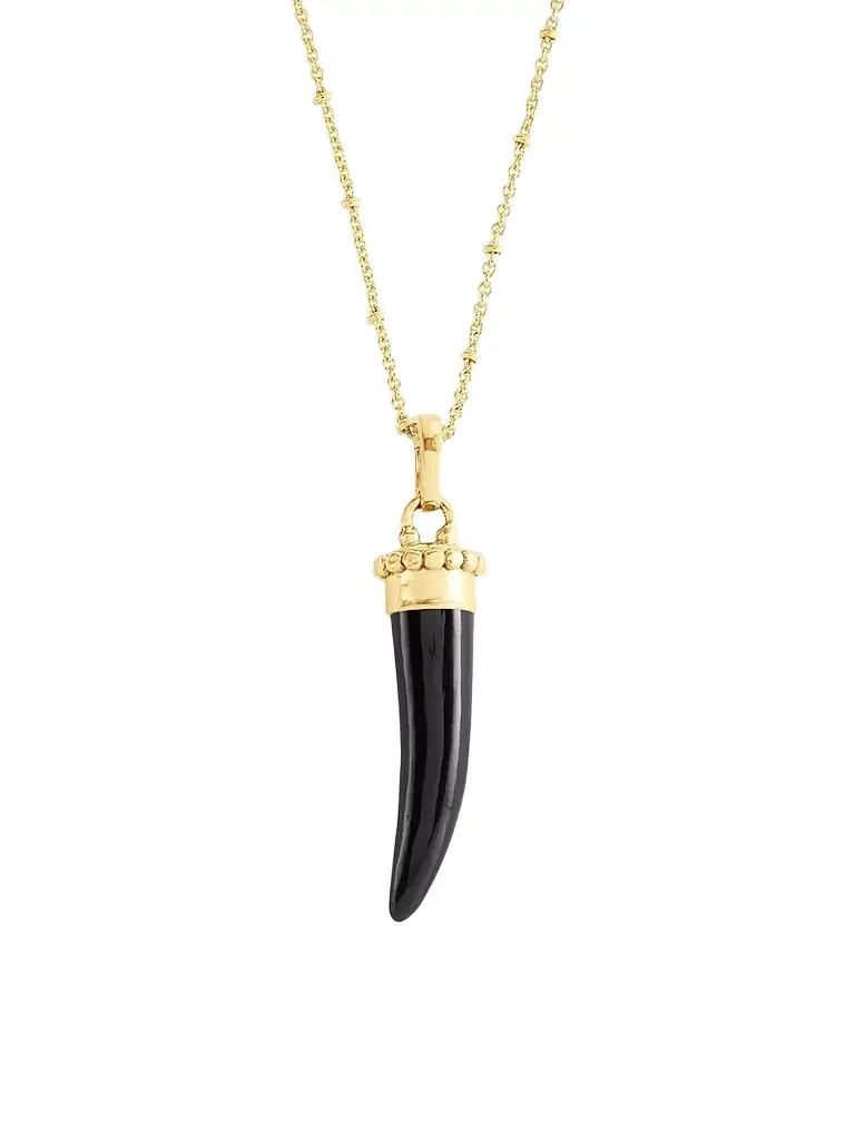 Anabel Aram Women's Forza 18K-Gold-Plated & Gemstone Horn Pendant - Black Onyx