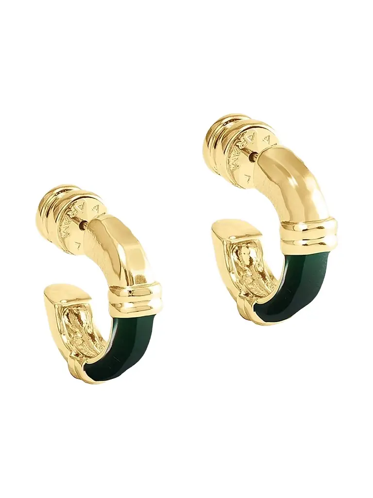 Anabel Aram Women's Forza 18K-Gold-Plated & Malachite Huggie Earrings - Malachite