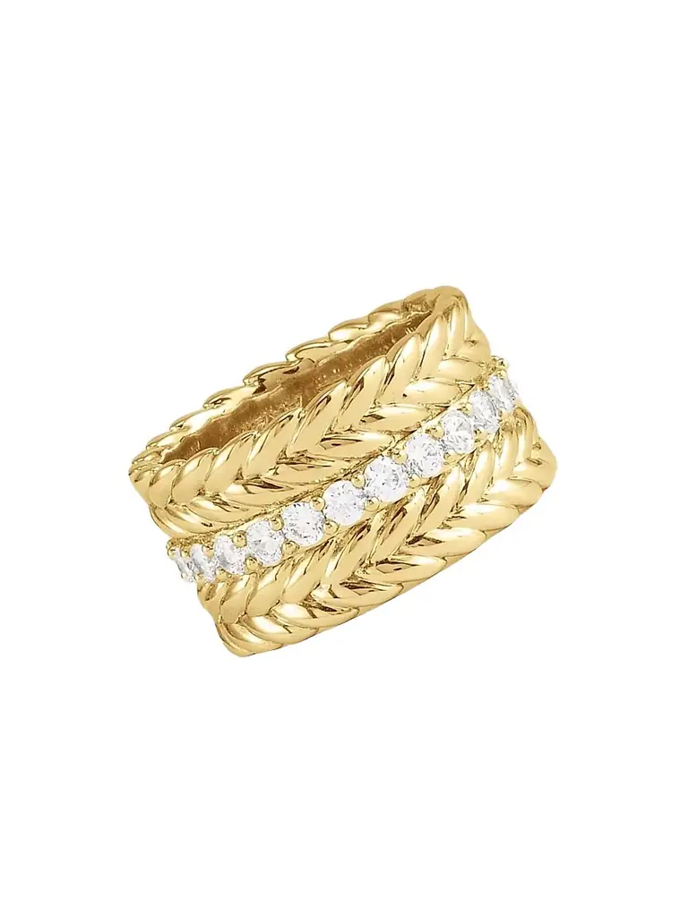 Anabel Aram Women's Cheval 1K-Gold-Plated & Cubic Zirconia Ring - Gold