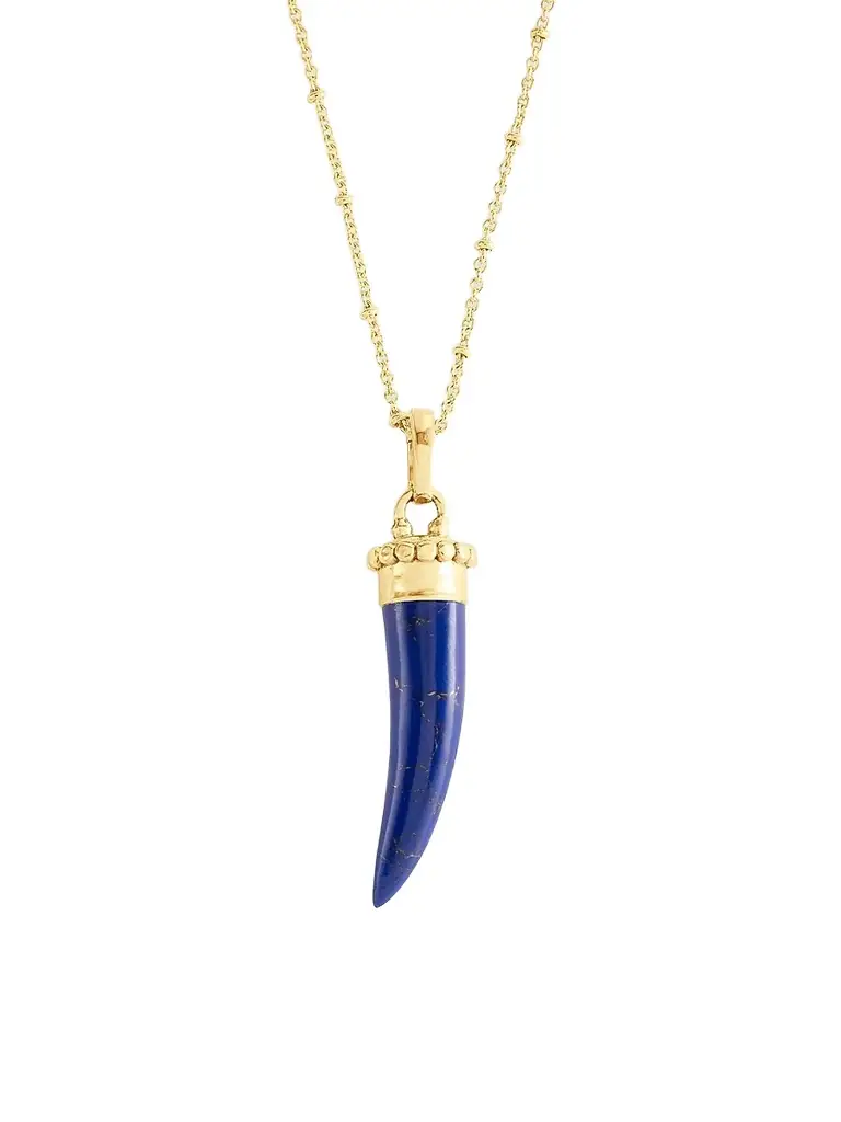 Anabel Aram Women's Forza 18K-Gold-Plated & Gemstone Horn Pendant - Lapis