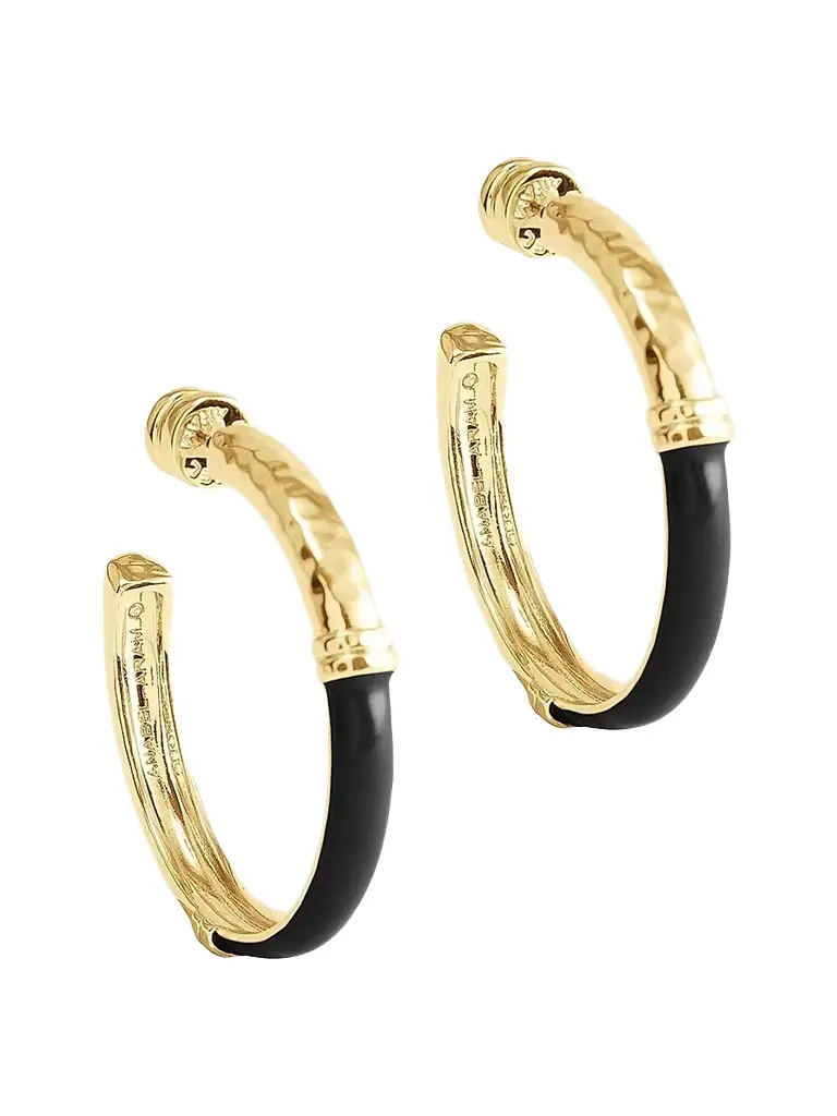 Anabel Aram Women's Forza 18K-Gold-Plated & Gemstone  Hoop Earrings - Black Onyx
