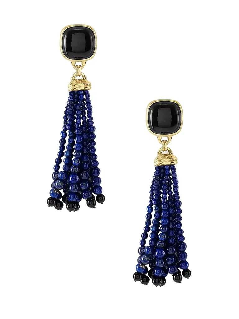 Anabel Aram Women's Forza 18K-Gold-Plated, Lapis Lazuli & Black Onyx Tassel Earrings - Gold