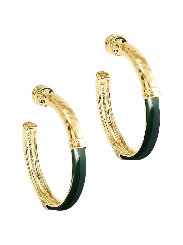 Anabel Aram Women's Forza 18K-Gold-Plated & Gemstone  Hoop Earrings - Malachite