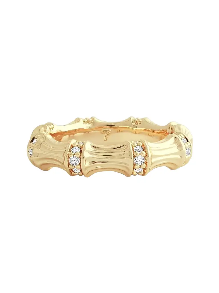 Anabel Aram Women's Bamboo 1K-Gold-Plated & Cubic Zirconia Ring - Gold