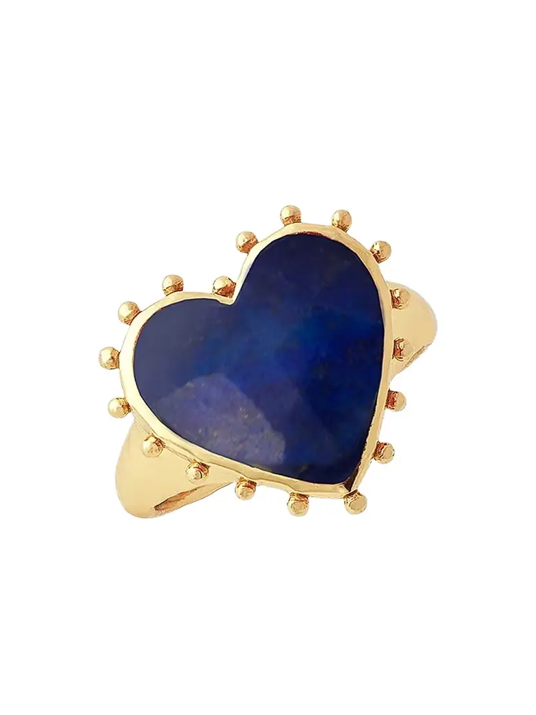 Anabel Aram Women's Heart 1K-Gold-Plated & Gemstone Ring - Lapis