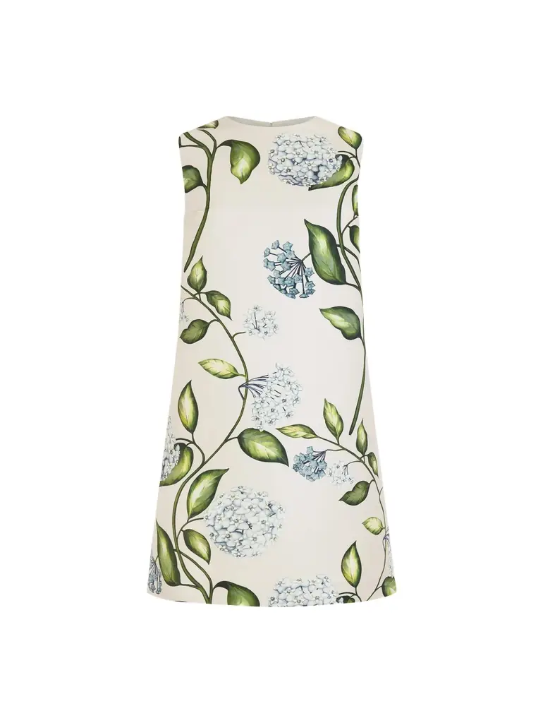 Oscar de la Renta Porcelain Flower Faille Shift Dress