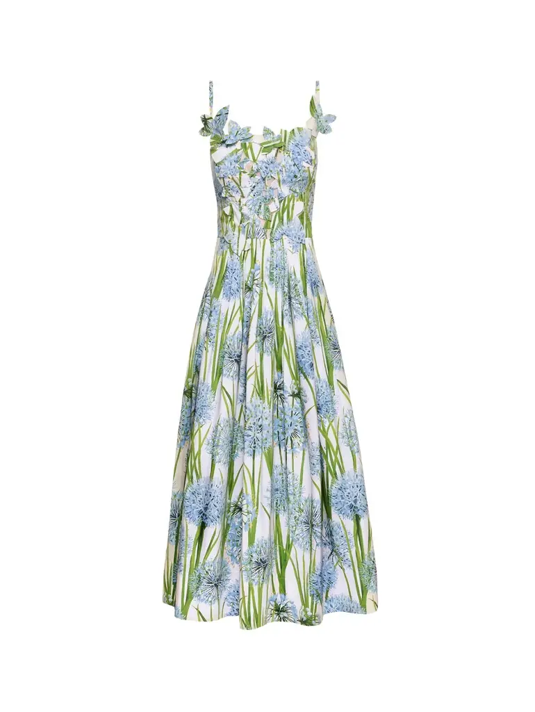 Oscar de la Renta Allium Embroidered Cotton Poplin Dress