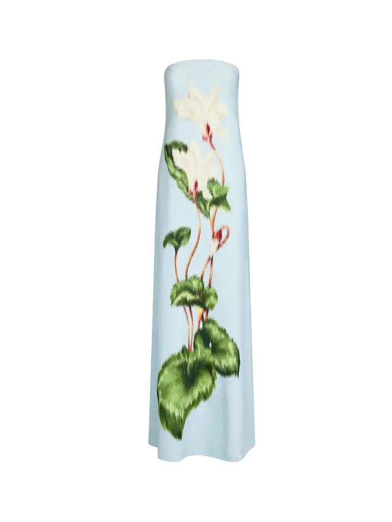 Oscar de la Renta Chiné Cyclamen Strapless Gown