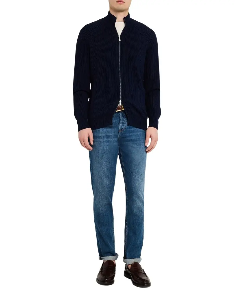 Brunello Cucinelli Men 's Cotton Rib Full-Zip Cardigan