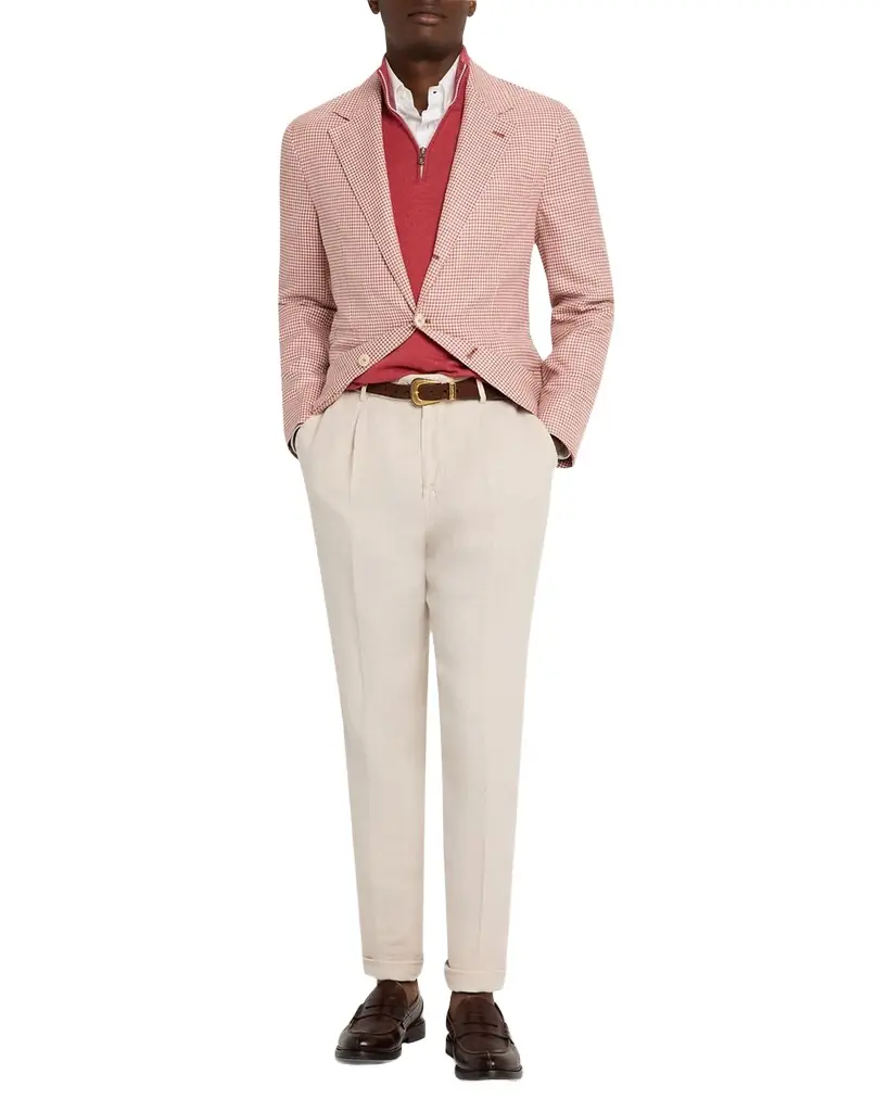 Brunello Cucinelli Men 's Wool, Silk and Linen Houndstooth Sport Coat