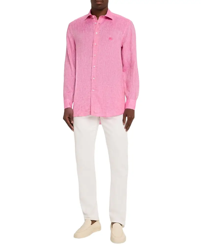 Etro Men 's Pegaso Linen Roma-Fit Shirt