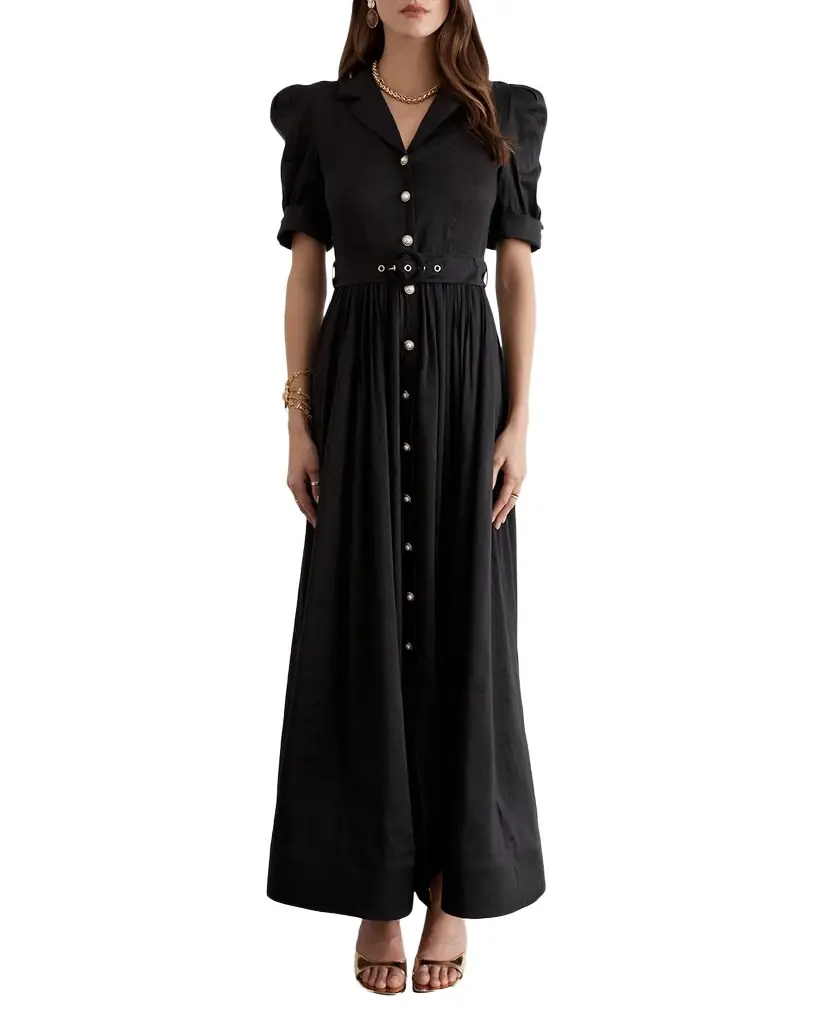 Aqua Blu Australia Eloise Belted Maxi Shirtdress