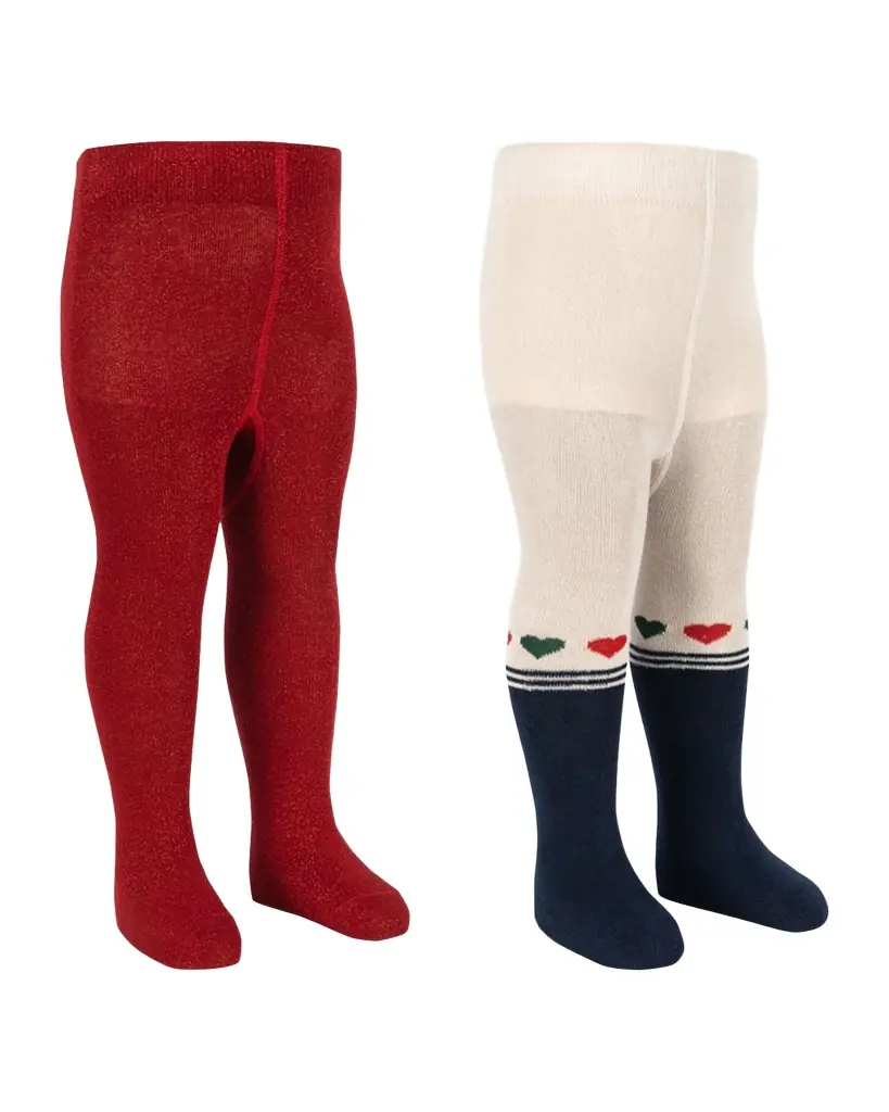 Konges Slojd Kid 's Two-Pack Lurex Cotton Tights, Size 6M-7
