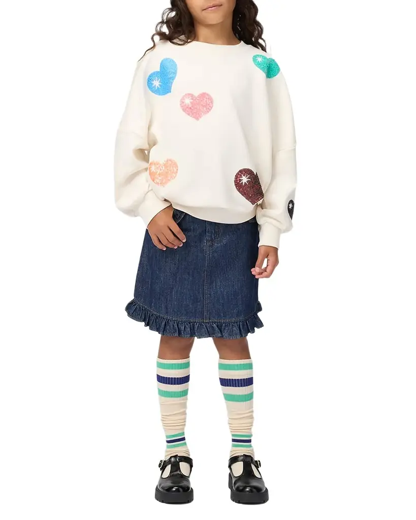 Molo Girl 's Marika Sequined Heart Sweatshirt, Size 8-16