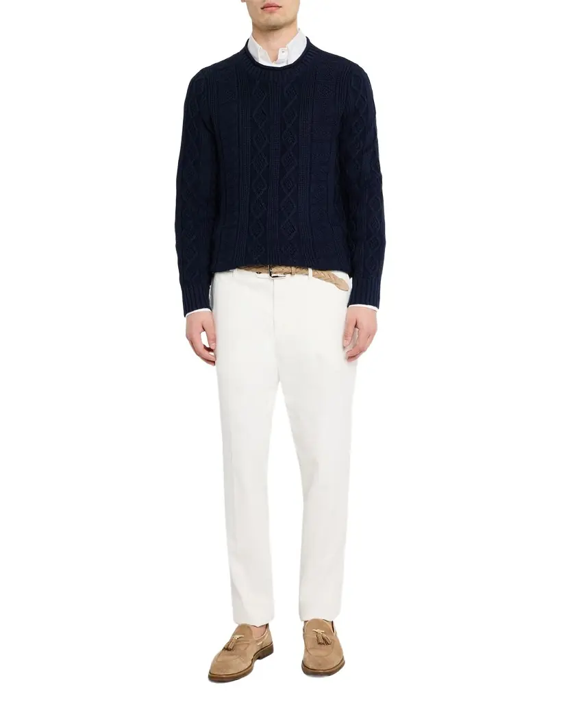 Brunello Cucinelli Men 's Cotton Cable Knit Crewneck Sweater