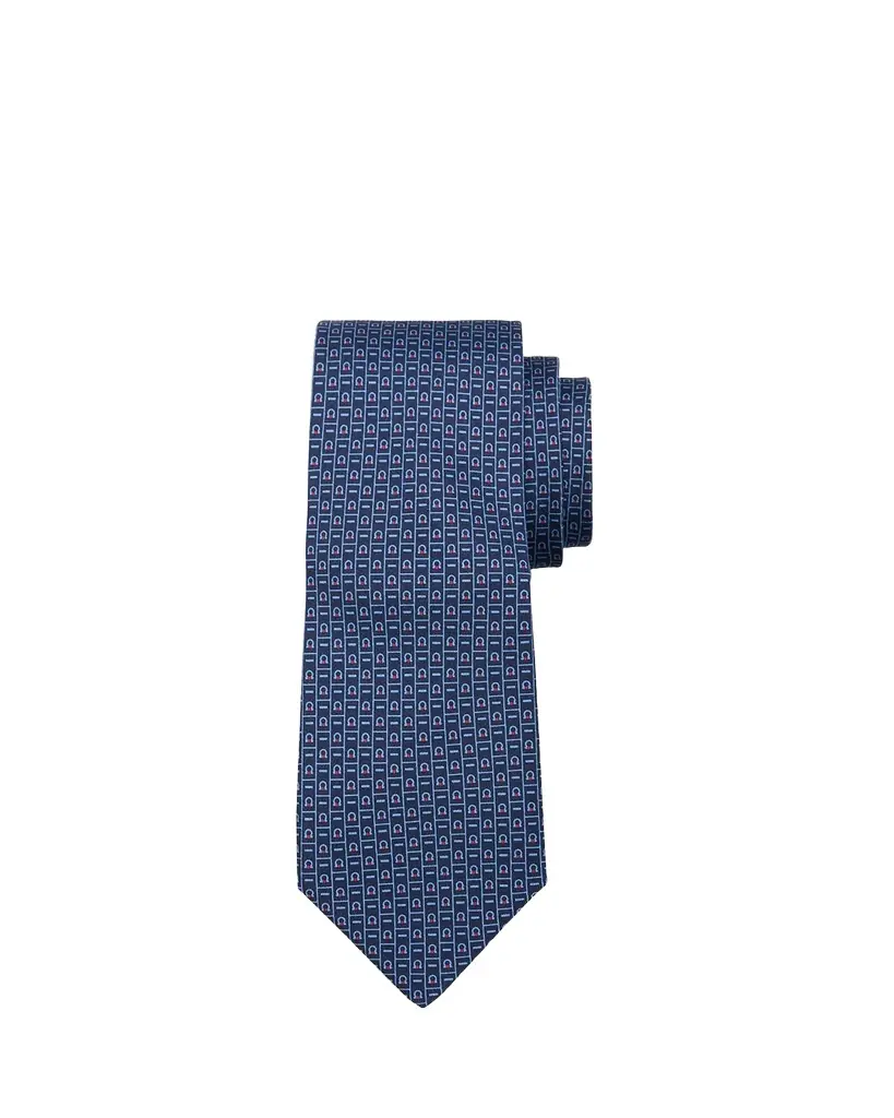 Ferragamo Men 's Gancini Monogram-Print Silk Tie