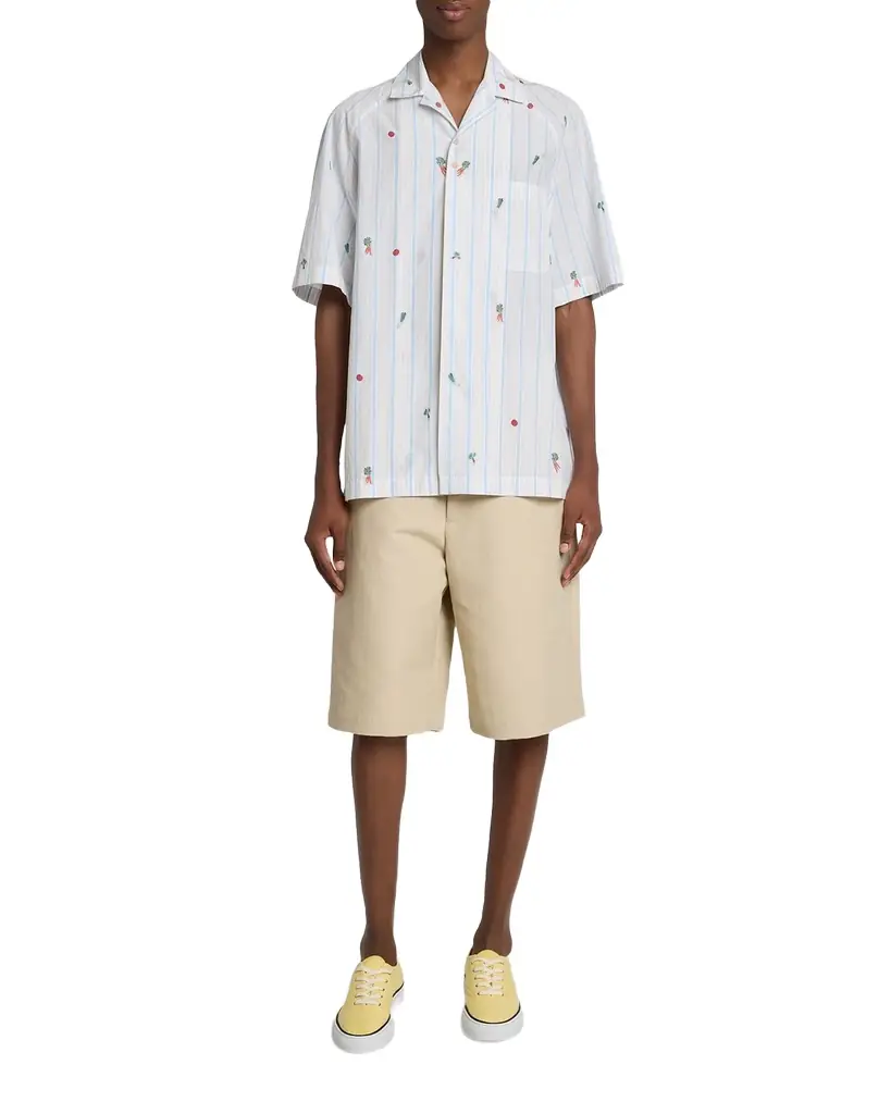 Jacquemus Men 's Vegetable Stripe Cotton Short-Sleeve Shirt