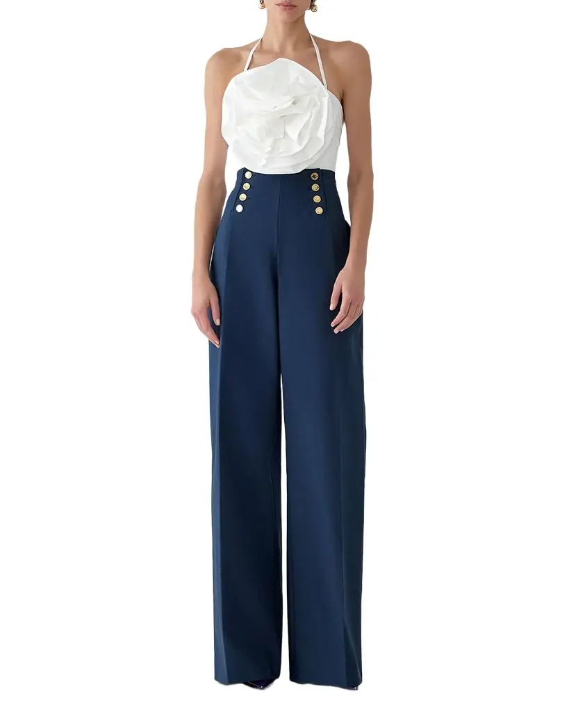Carolina Herrera Rose Applique Halter Top