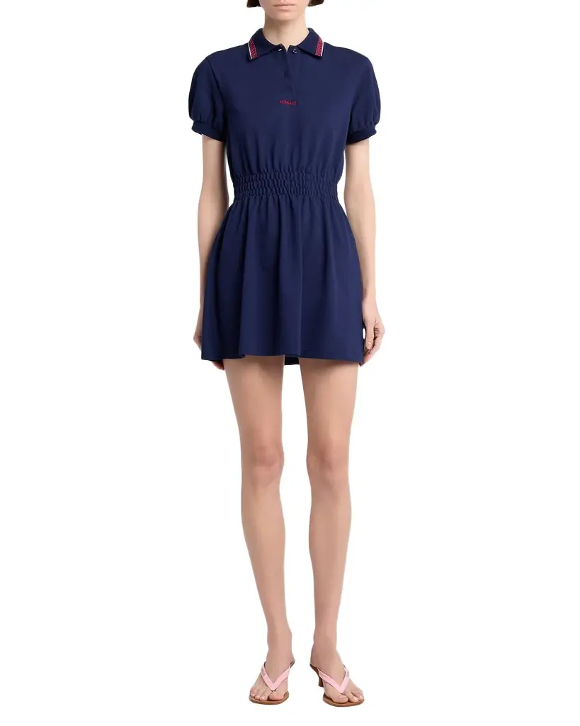 Versace Embroidered Knit Mini Polo Dress - Women's Clothing