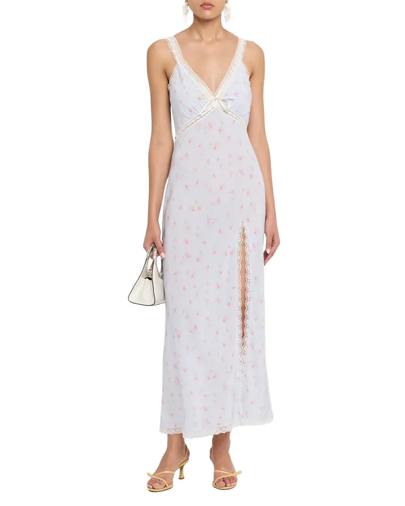LoveShackFancy Beverly Lace-Trim Floral Maxi Dress
