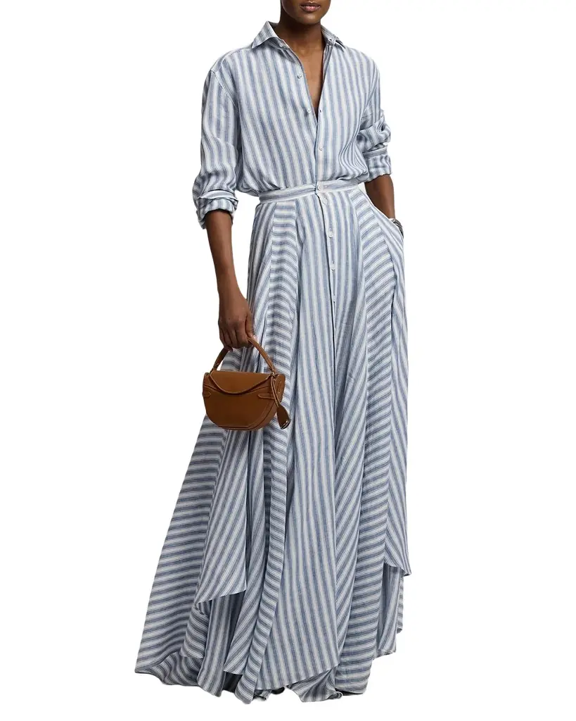 Ralph Lauren Collection Striped Linen Button-Front Shirt