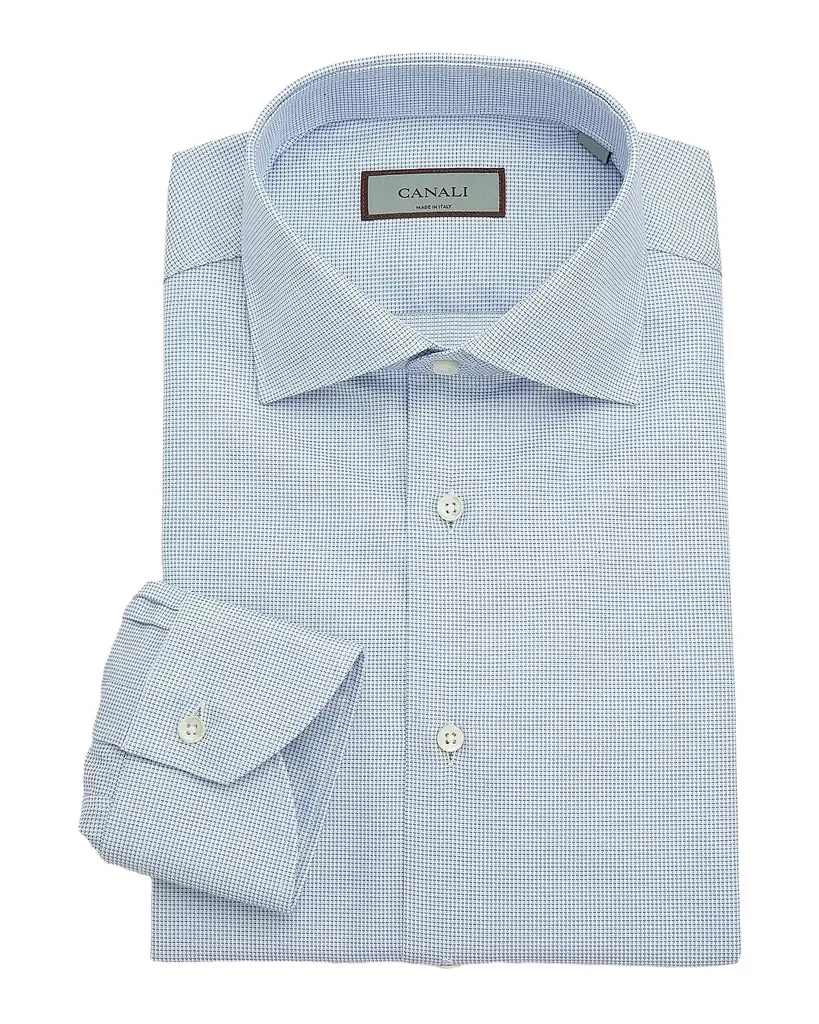 Canali Men 's Cotton Micro-Check Dress Shirt