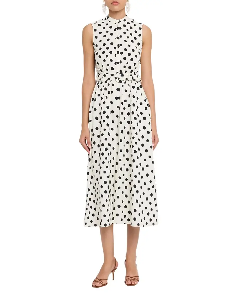 Saloni Jill Polka-Dot Midi Dress
