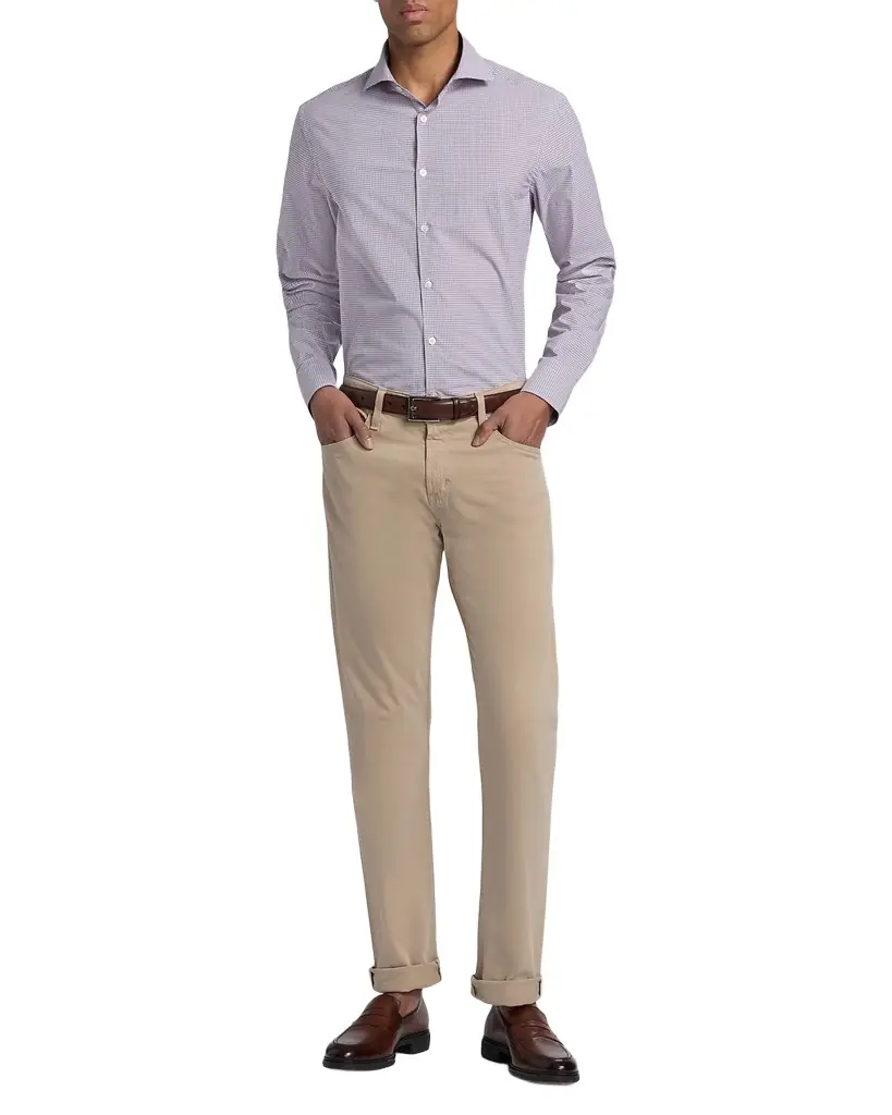 Canali Men 's Cotton Mini-Check Classic Fit Sport Shirt