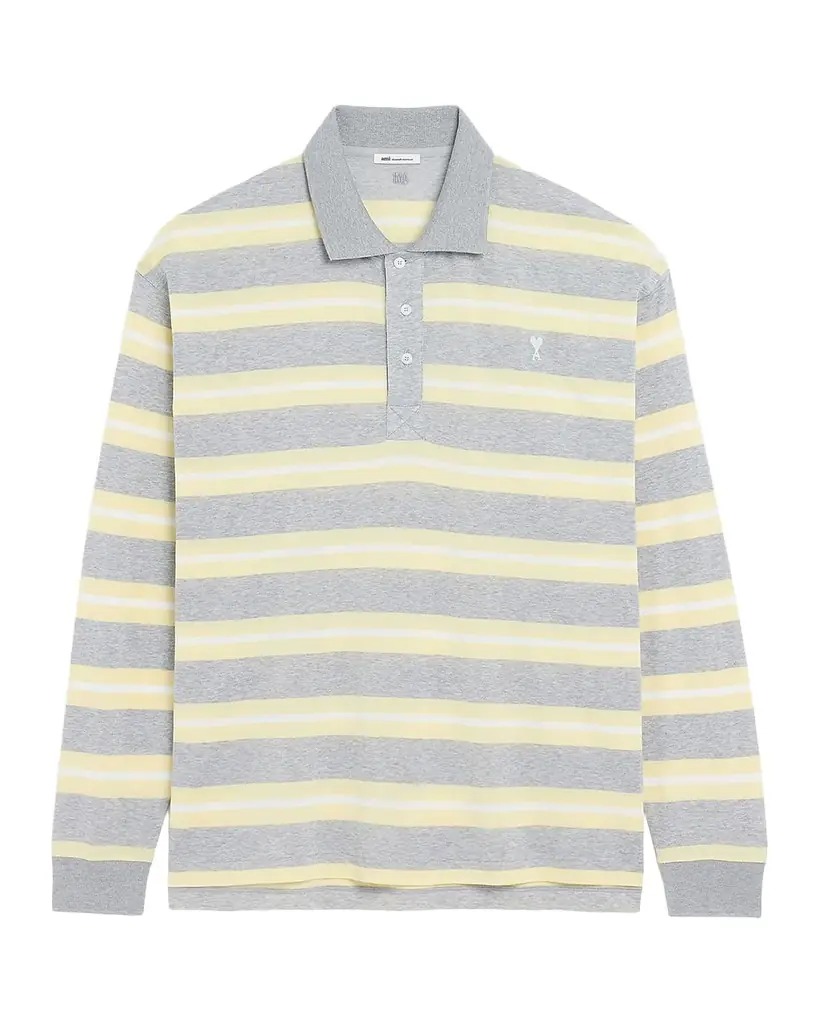 Ami Paris Men 's Ami de Coeur Embroidered Long-Sleeve Polo Shirt