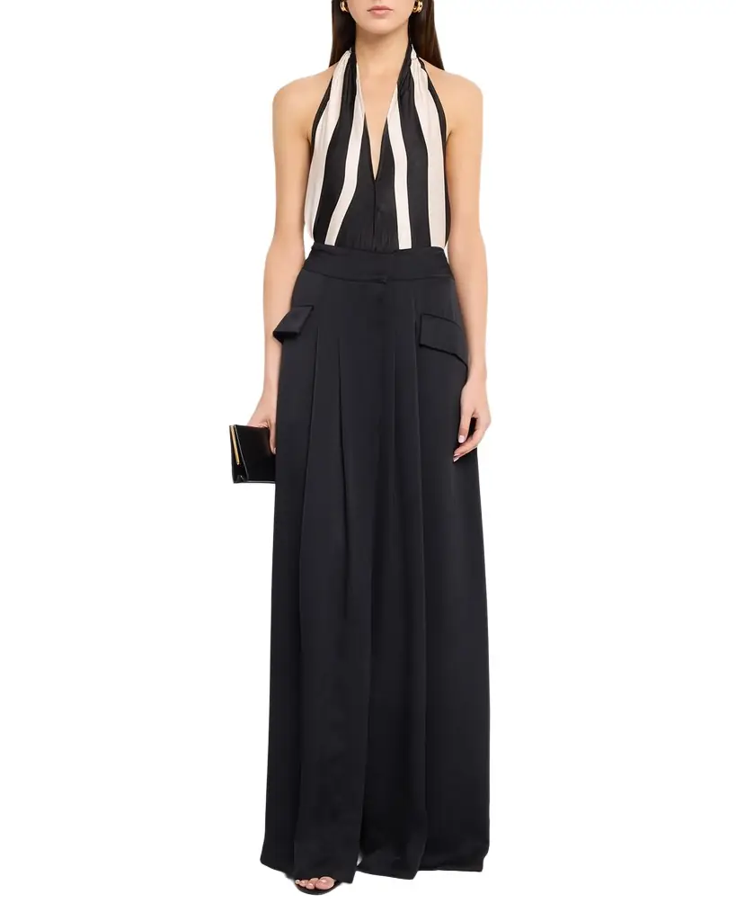 Ramy Brook Zella Pleated Satin Maxi Skirt