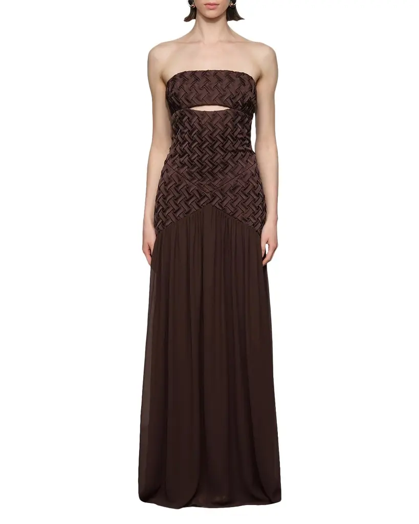 Et Ochs Amara Cutout Smocked Strapless Gown