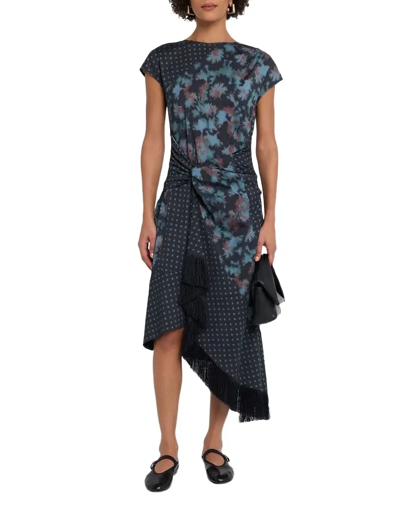 3.1 Phillip Lim Desert Flower Asymmetric Twill Midi Dress