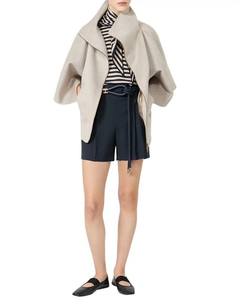 Max Mara Fenice Striped 3/4-Sleeve Scarf Sweater