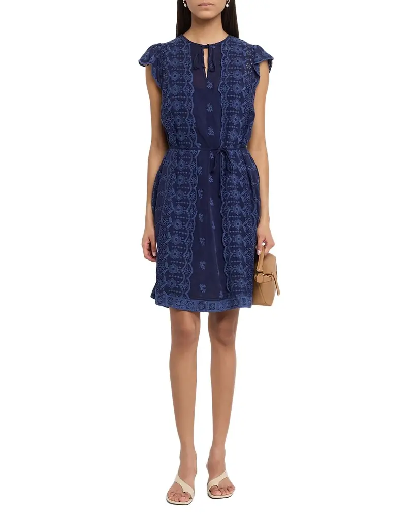Johnny Was Daisy Eyelet Floral-Embroidered Mini Dress
