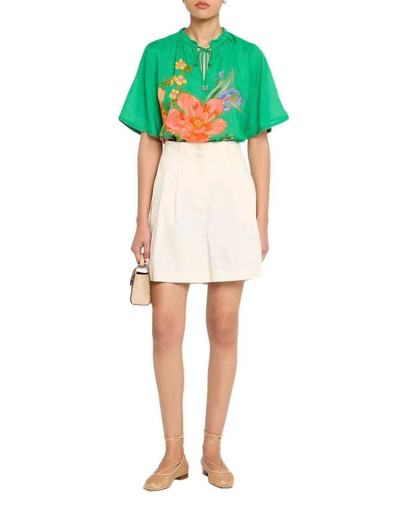 Johnny Was Breezy Floral-Print Blouse