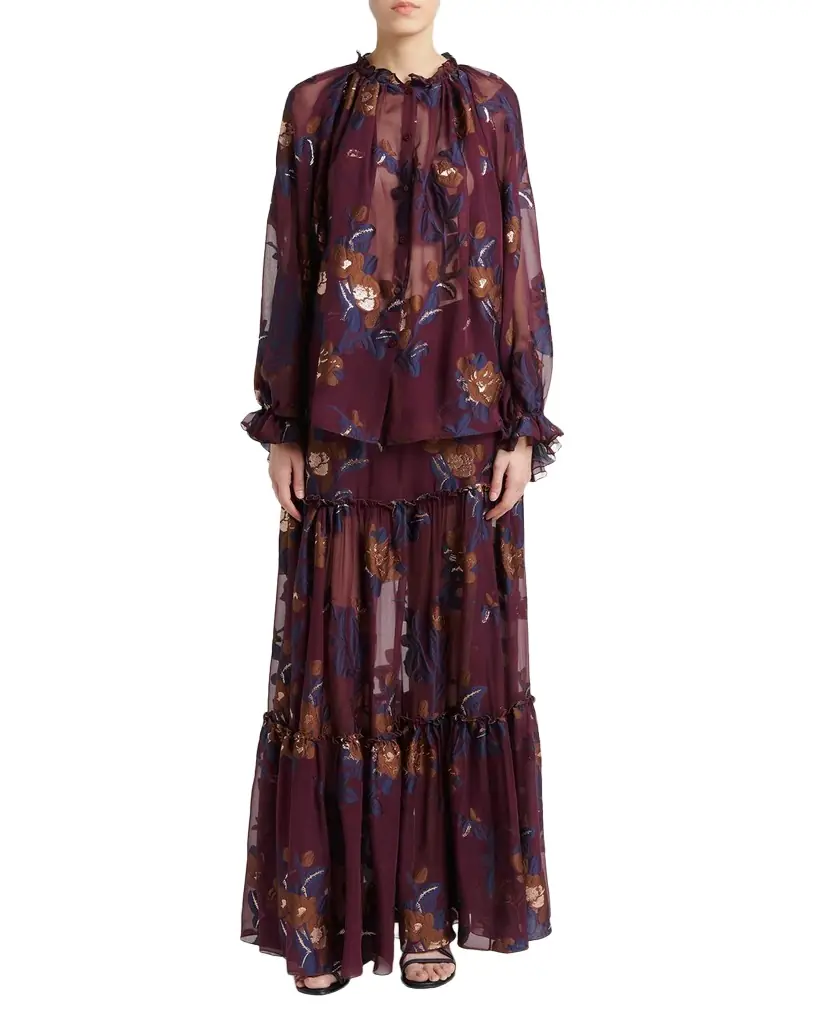 Etro Voluminous Floral Chiffon Blouse