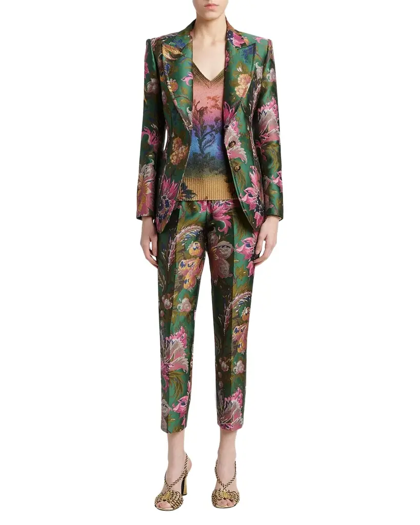 Etro Degrade Floral-Print Wool V-Neck Sweater