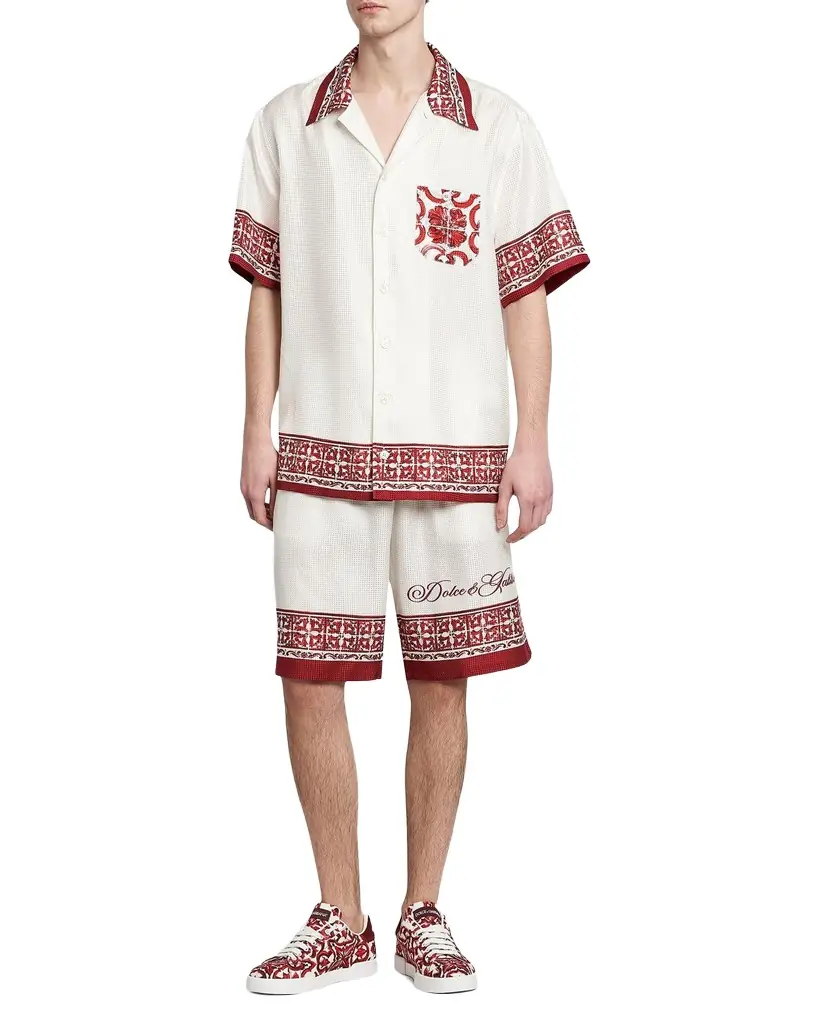 Dolce & Gabbana Men 's Majolica-Print Jacquard Twill Bermuda Shorts