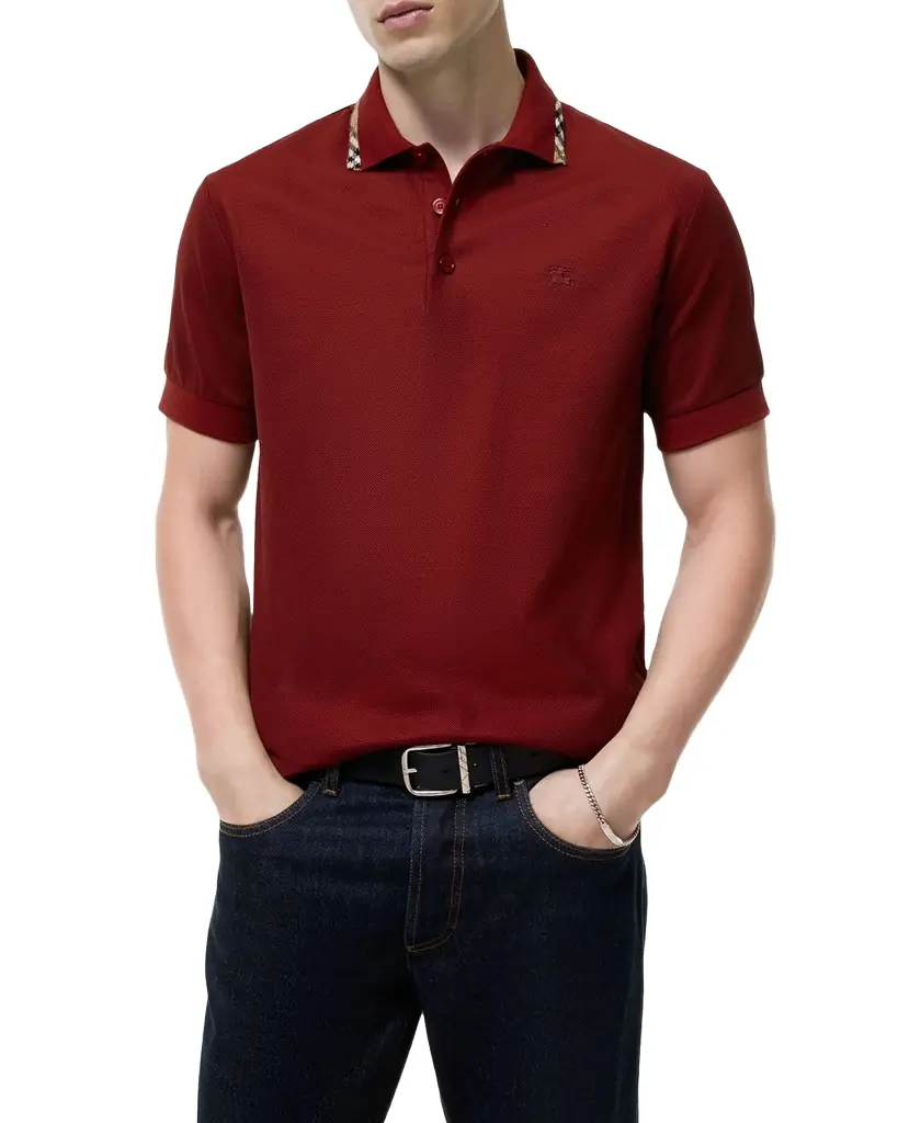 Burberry Men 's Eddie Check-Trim Cotton Polo Shirt