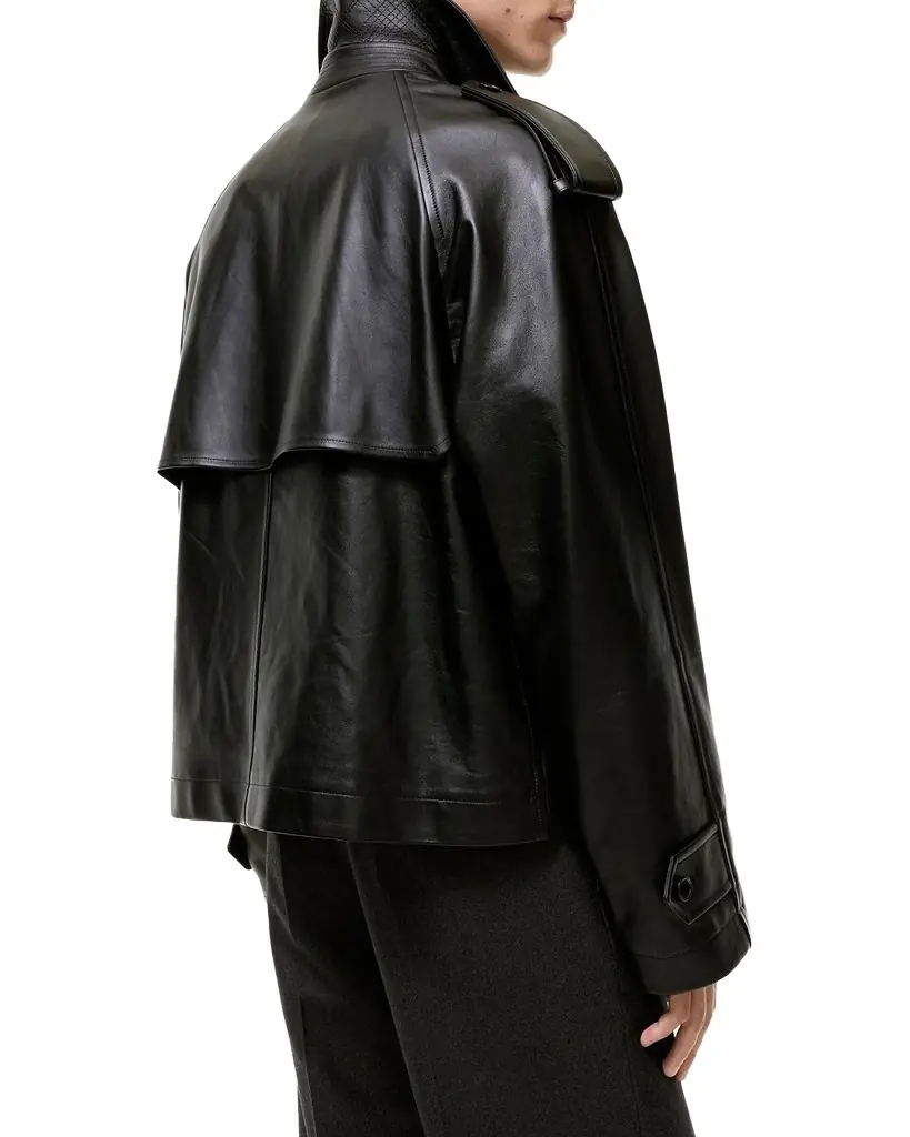 Burberry Men 's Leadenham Double-Breasted Leather Jacket