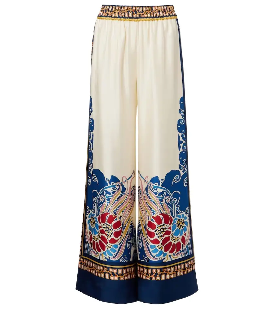 La DoubleJ Printed silk palazzo pants