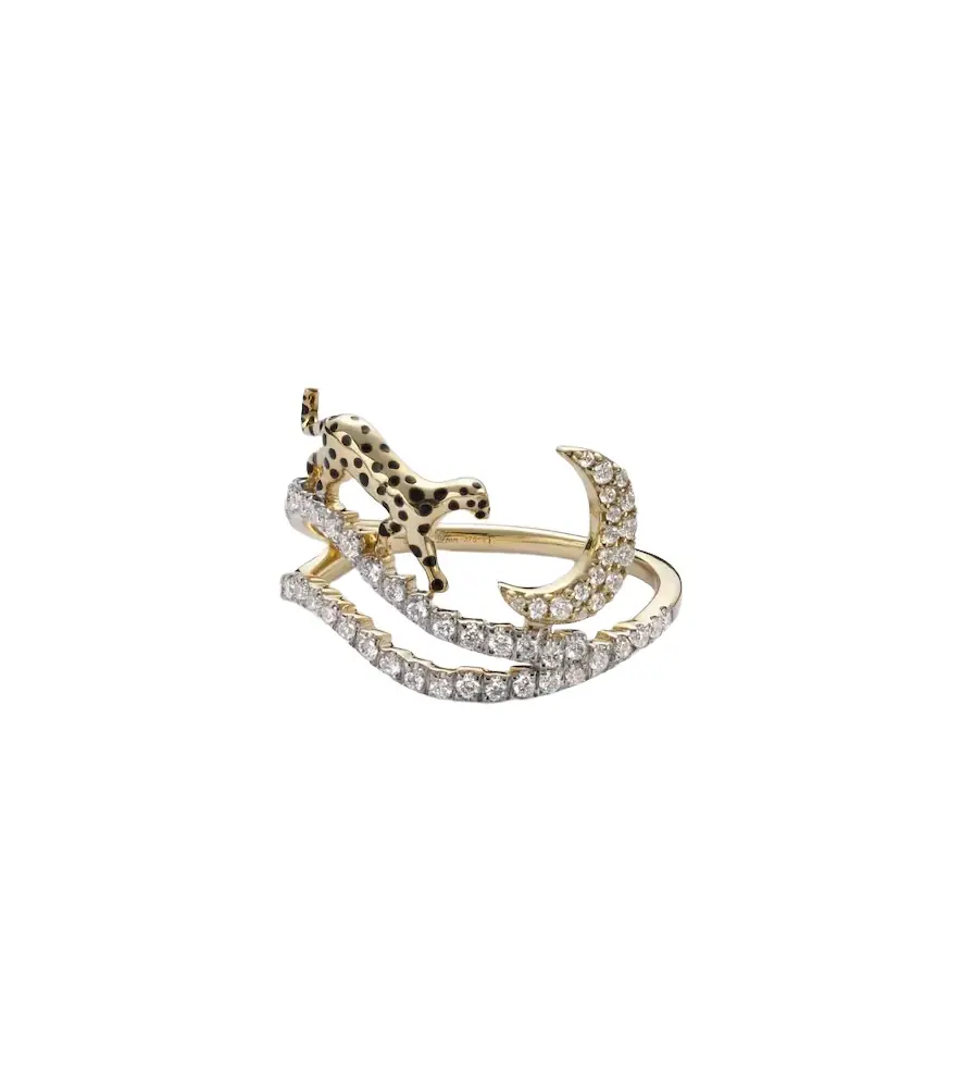 Yvonne Leon Yvonne Léon Rêves Étoilés 9kt gold and enamel ring with diamonds