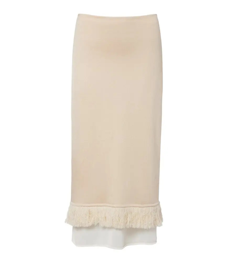 Bottega Veneta Layered knitted silk midi skirt