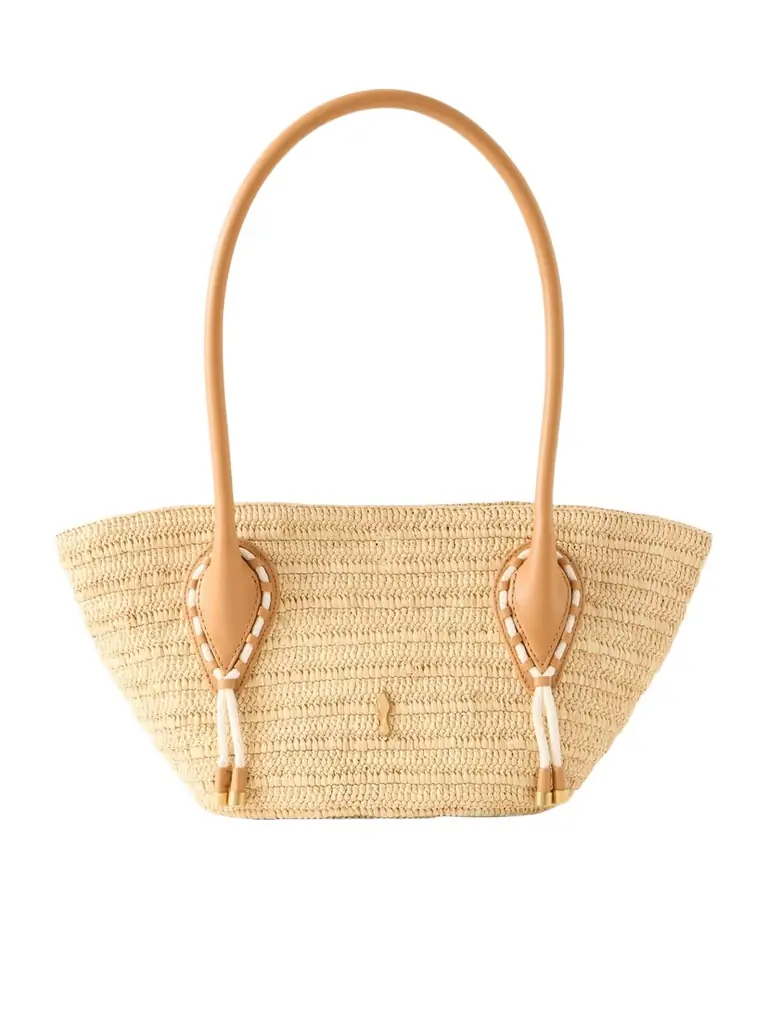 Christian Louboutin Venus Embellished Leather-trimmed Raffia Tote