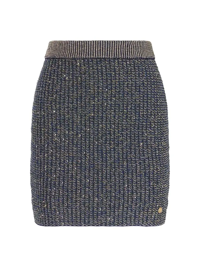 Balmain Embroidered Metallic Tweed Mini Skirt