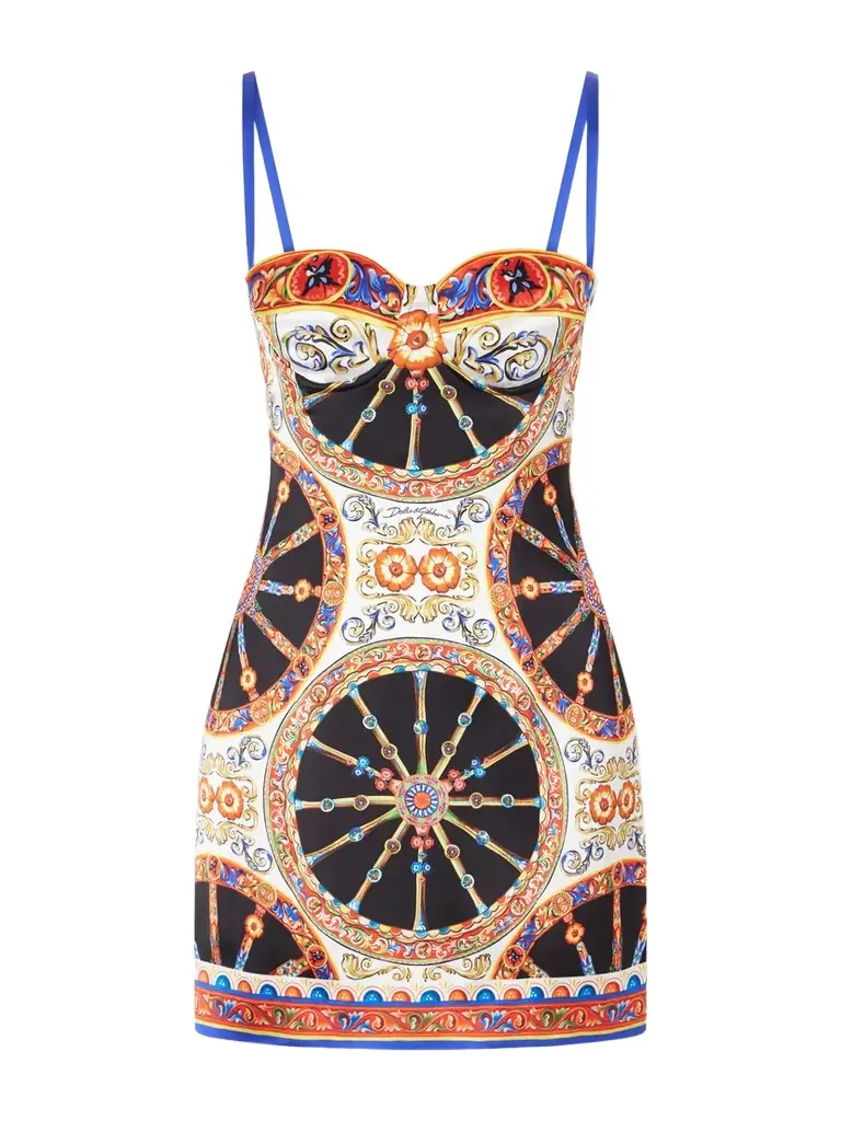 Dolce & Gabbana Caretto-print Satin Mini Dress