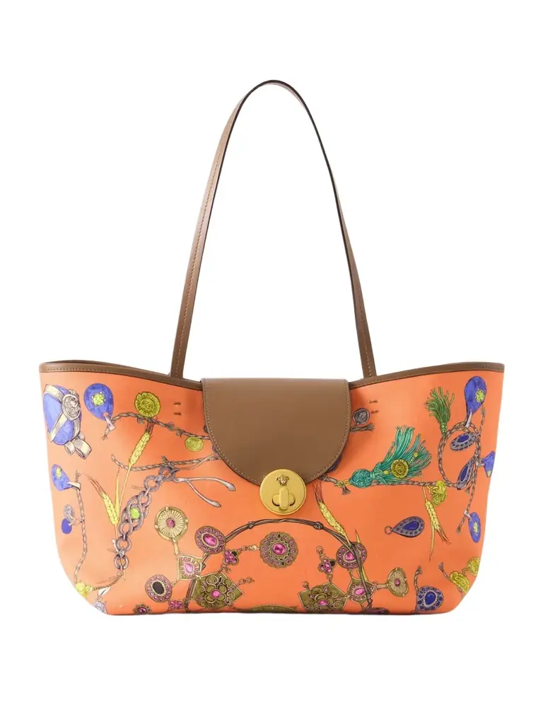 Versace Vivian Printed Leather-trimmed Canvas Tote