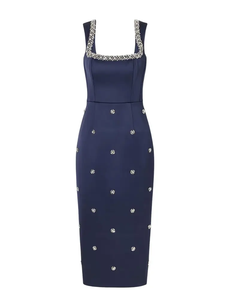 Rebecca Vallance Ayla Embellished Satin Midi Dress