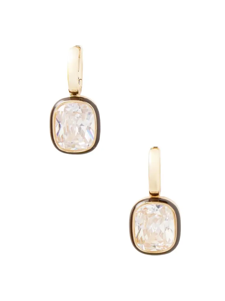 Roxanne Assoulin Cubic Cushion Gold-tone, Cubic Zirconia And Enamel Earrings